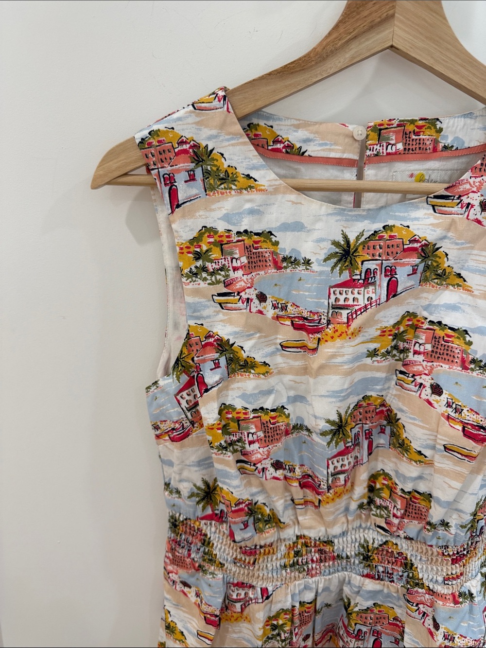 Boden Sleeveless Coastal Print Mini Dress in Light Blue and Pink - Picture 9 of 12